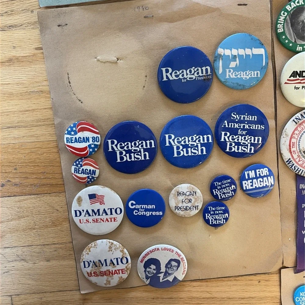 Vintage 1980s Political Pin Back Buttons Lot NY Long Island Suffolk